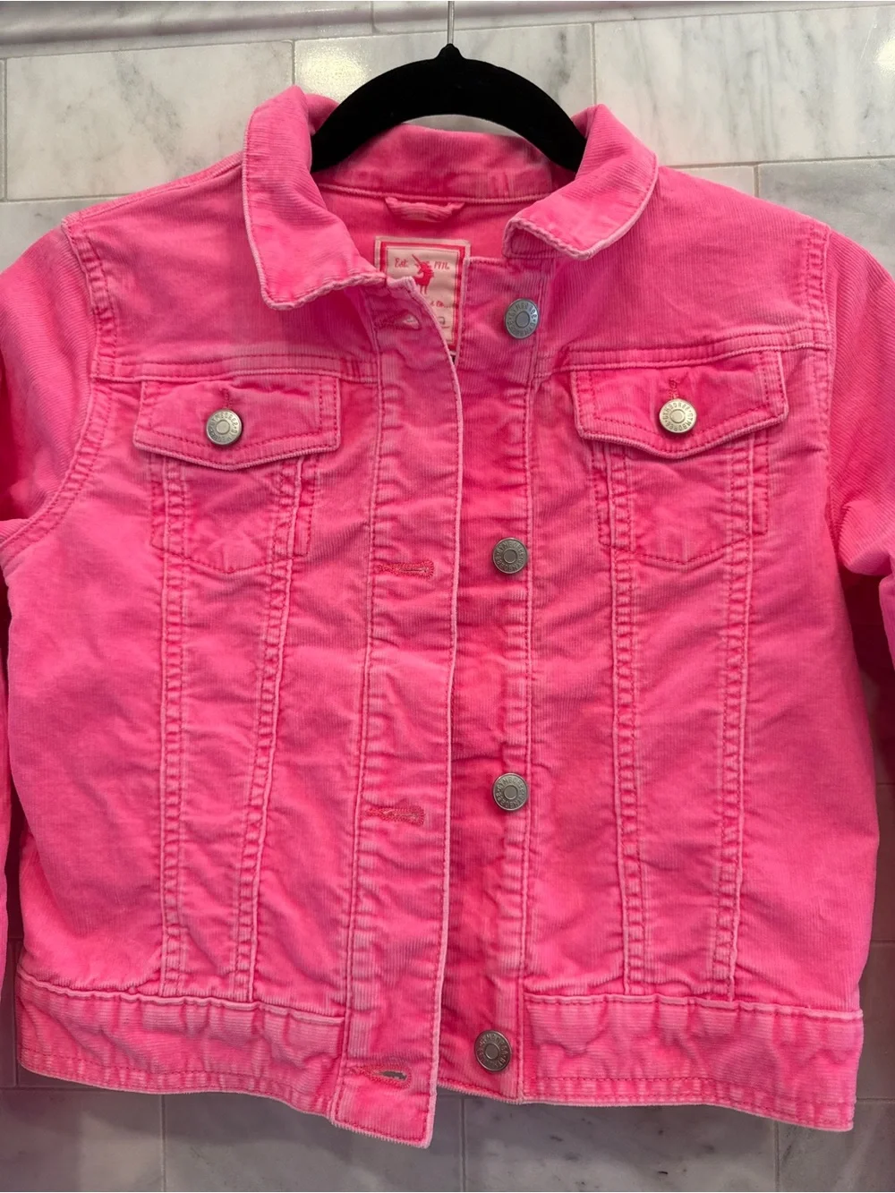 Gymboree corduroy jean jacket, bright pink